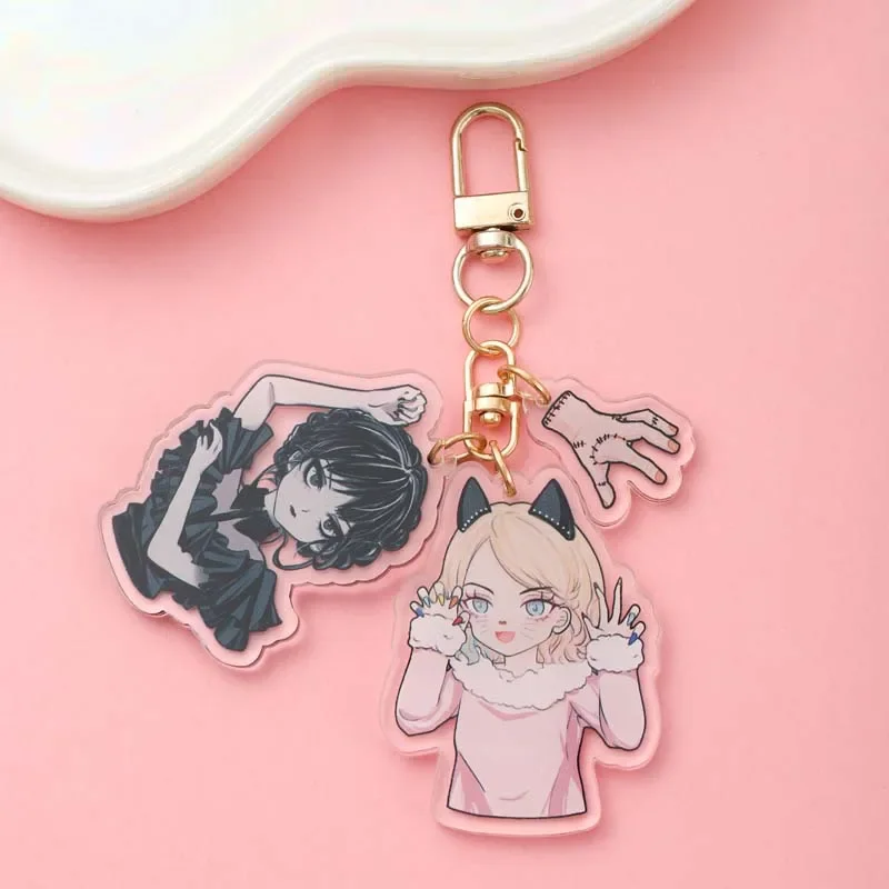 Anime Wednesday Acrylic Car Keychain Accessories Bag Charm Cute Cartoon Student Backpack Pendant Keyring Creative Friends Gifts