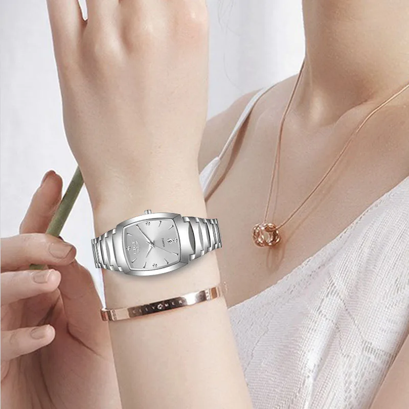 LIGE Fashion Elegant Women's Quartz Wristwatch Outdoor Sports Waterproof Watches For Women Luxury Square Bracelet Watch Women