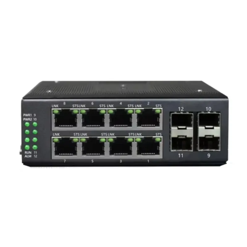 Industrial Din Rail Optical Ethernet Gigabit Switch 8 Port Network L2 Managed Switch With 4 SFP Fiber Slot