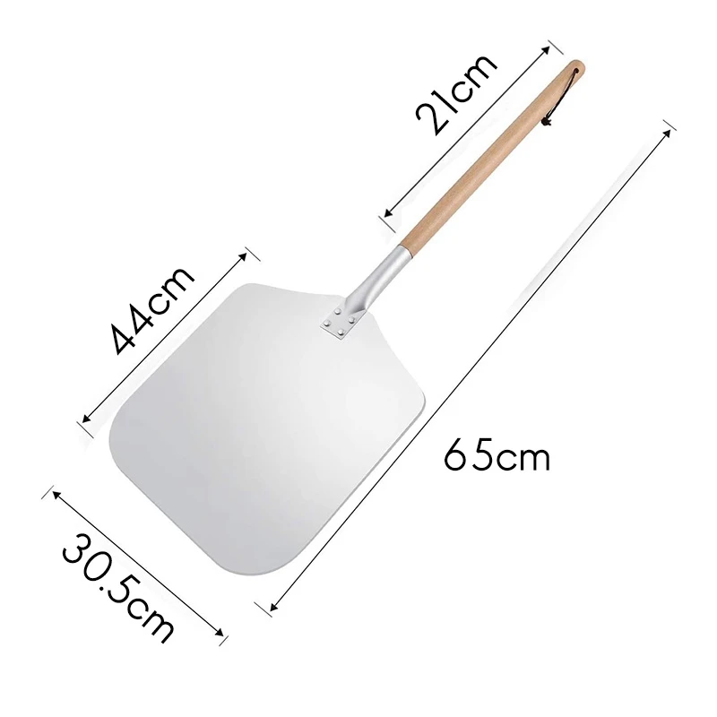 Square Pizza Peel Aluminum Pizza Pusher with Wooden Handle Bread Pusher the Pizza Base - Pizza Lifter Bread Pusher