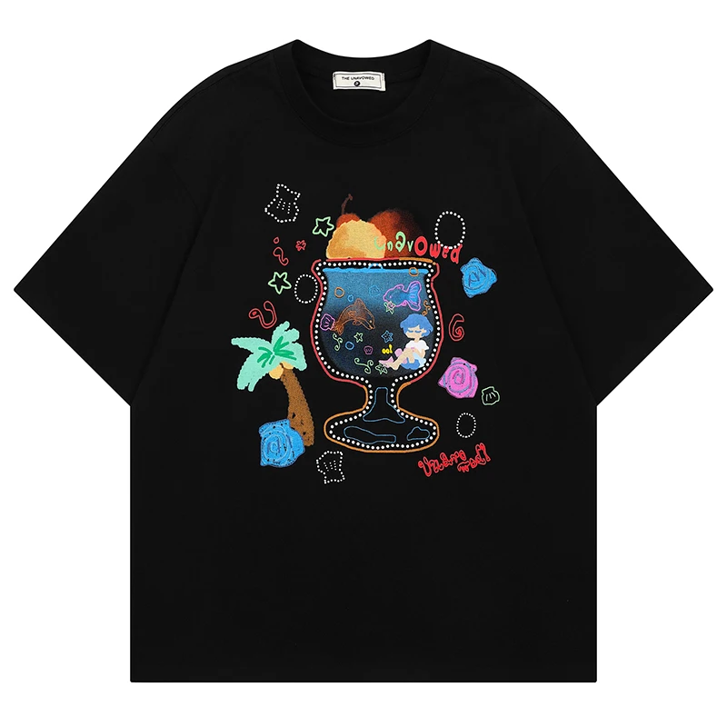 

Summer Mens Oversized Tshirts Hip Hop Cute Cartoon Graphic Print T-Shirts Streetwear Harajuku Casual Cotton Tops Tees Clothing