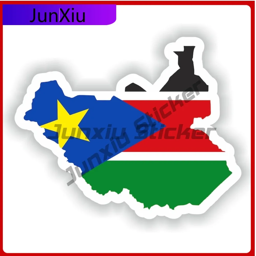 

South Sudan National Flag And Emblem Map Shape Stickers Scratch Cover Decals Decoration Accessories Stickers Motorcycle Waterpro