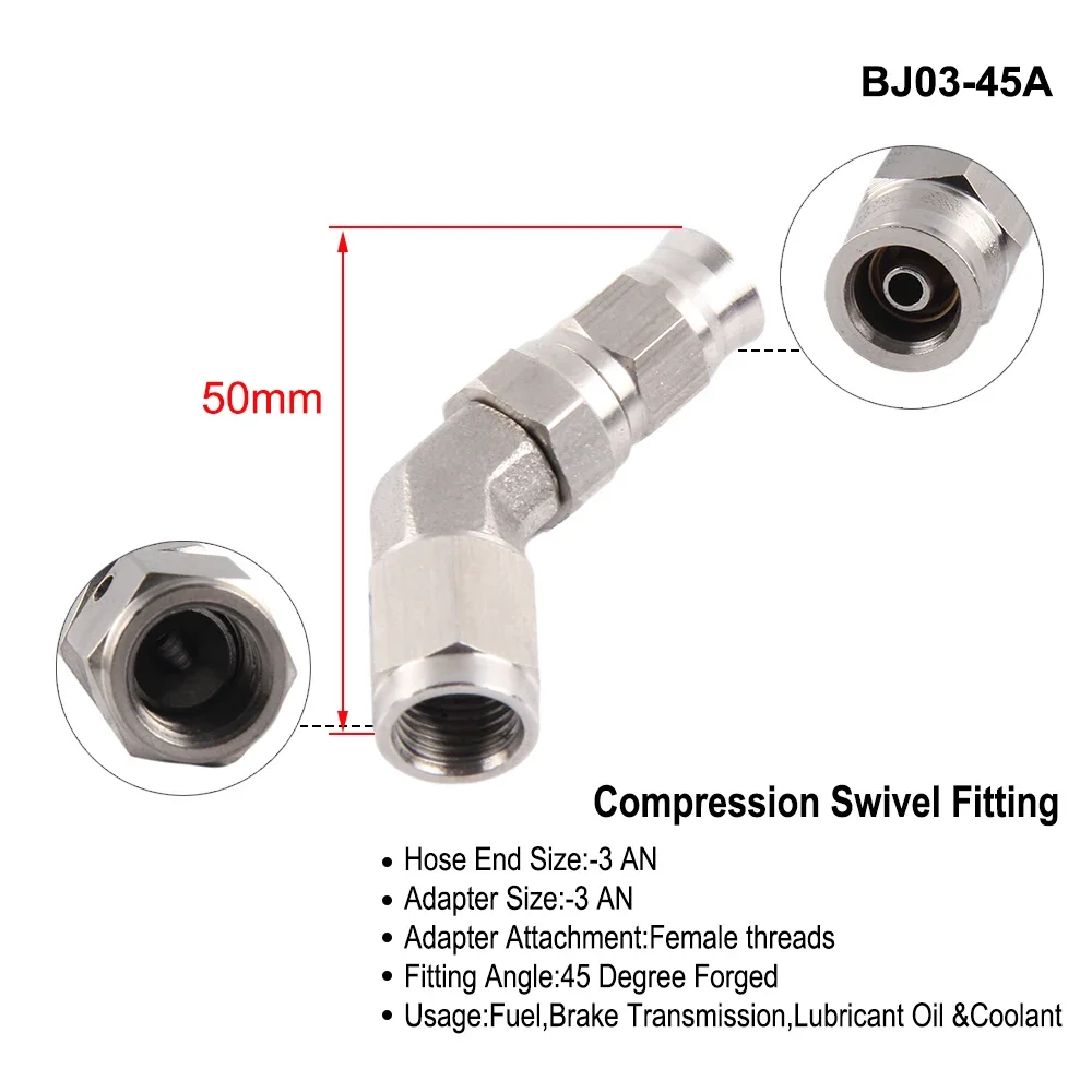 AN3 auto MotorBike Hydraulic Brake Oil Hose Banjo Fitting stainless Steel 10mm for PTFE line