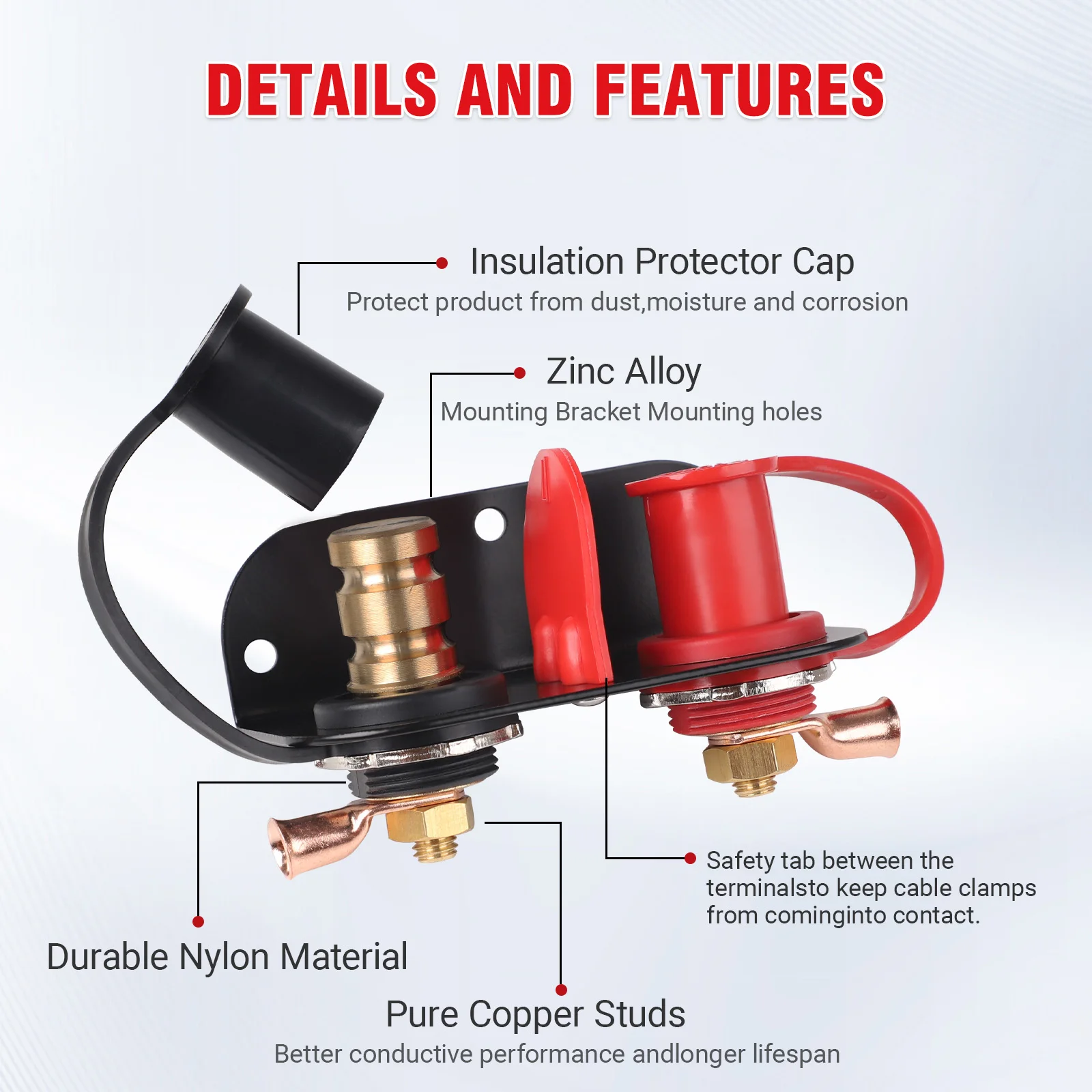 12V 250A M10 Remote Charging Tool Relocation Kit Positive & Negative Thru Panel Batterie Jump Post Terminal für Lkw Boot ATV