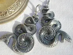 Earrings Large Ancient Snakes of 70mm Egyptian Snakes Earrings Snakes Plated Silver Sterling Snakes Silver