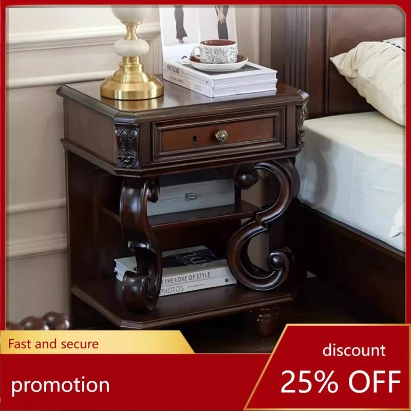 retro style pure solid wood bedside table bedroom sofa side cabinet phone table living room personality corner