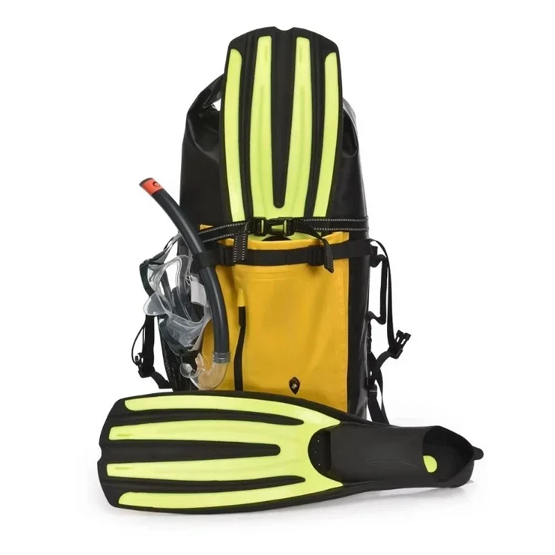 35L PVC waterproof bag, flipper bag, multi-functional swimming, shoulder mesh backpack, waterproof backpack for swimming