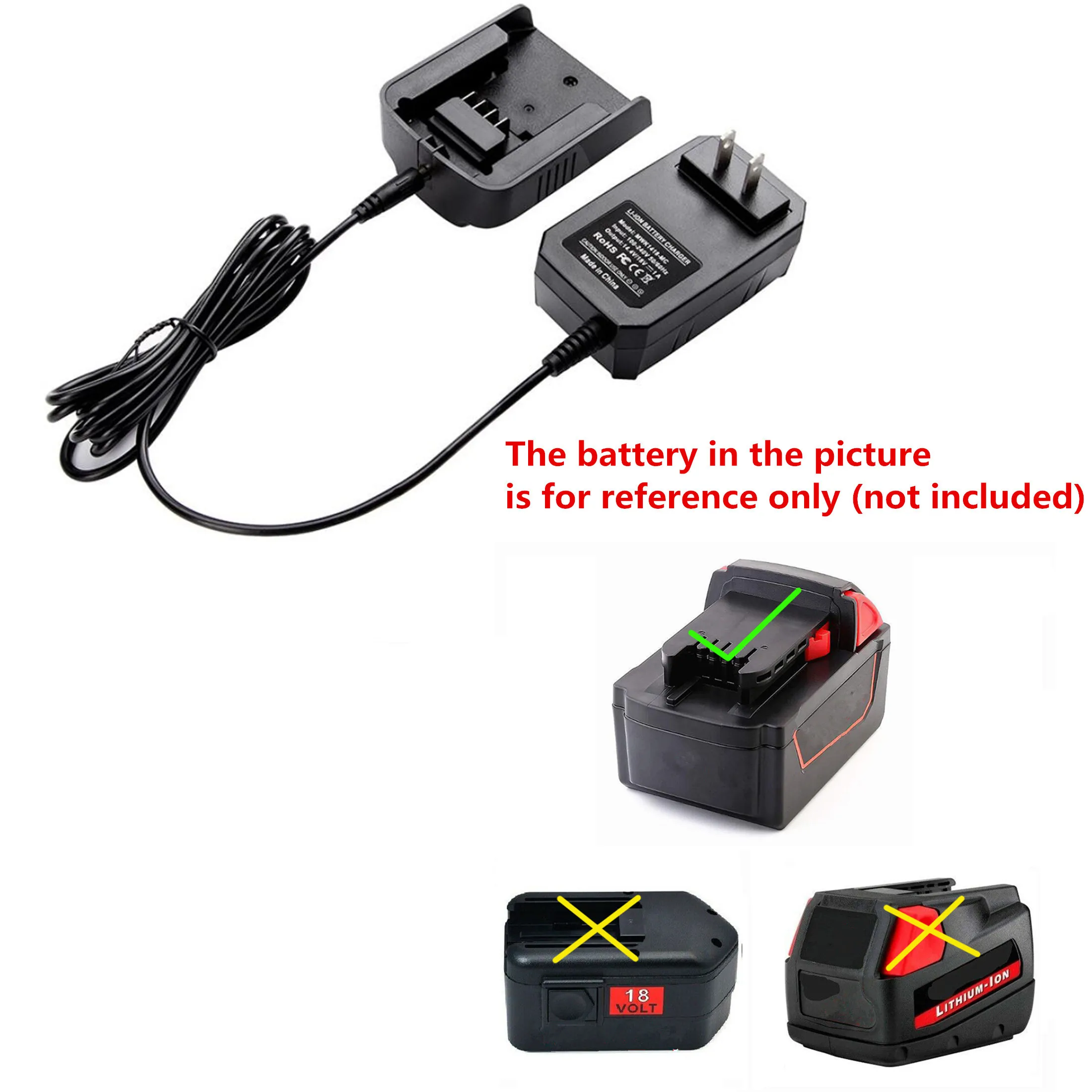 Newest 1A charging current Li-ion Battery Charger for Milwaukee 14.4V 18V M18 M14  Li-ion Battery safe charging high quality