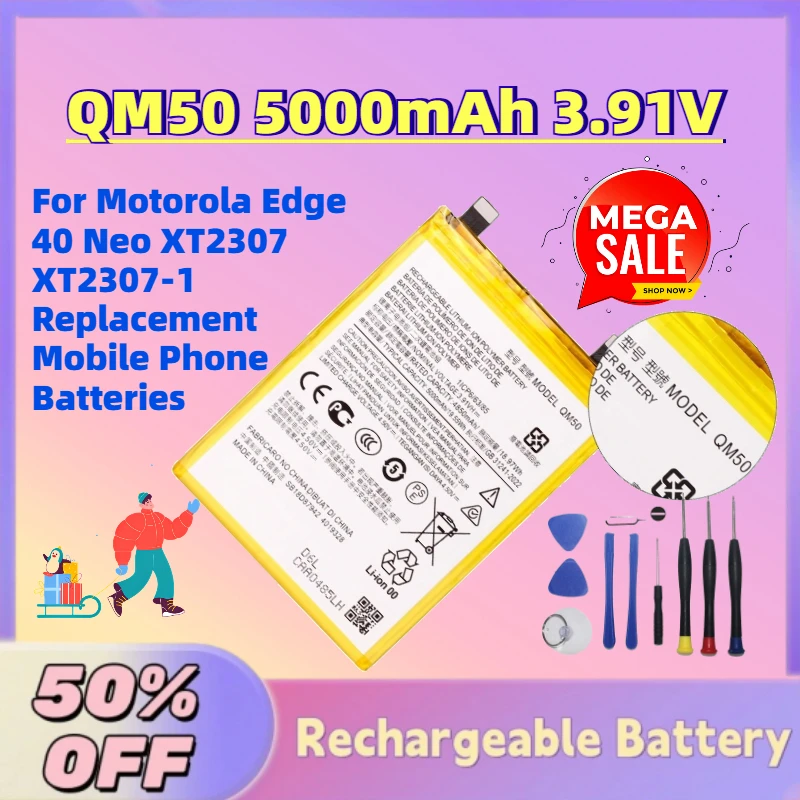 

High-Quality QM50 5000mAh 3.91V Rechargeable Battery for Motorola Edge 40 Neo XT2307 XT2307-1 Replacement Mobile Phone Batteries