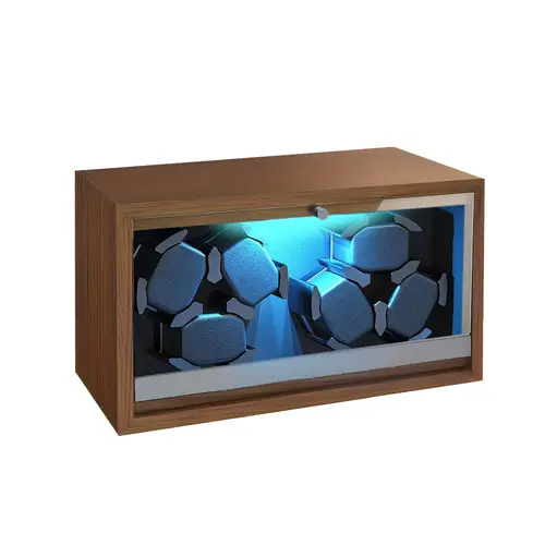 Bobinadora de reloj para relojes automáticos, agitador de reloj con 6/4/3/2 ranuras, caja de madera con súper Motor, luz LED azul, caja de presentación para joyería
