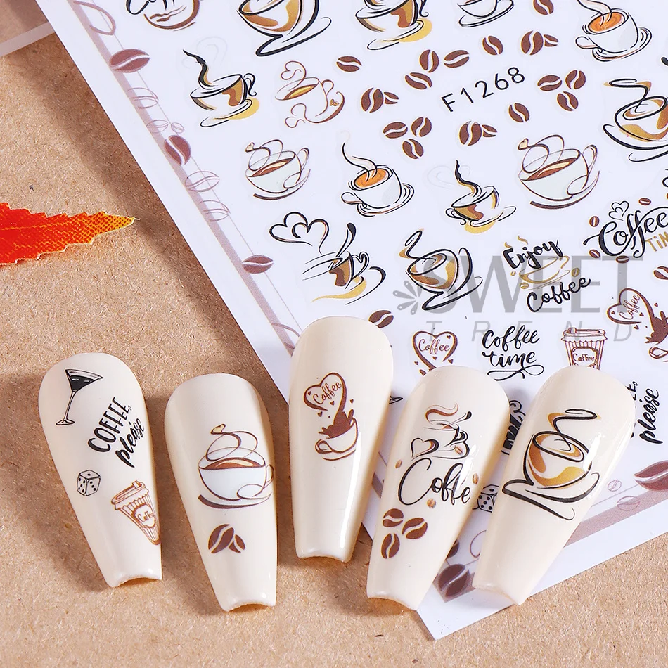 5 Stück Herbst-Nagelsticker, 3D, selbstklebend, Ahornblatt, Eichhörnchen, Fuchs, Igel, Kaffeetasse, Nageldekor, Thanksgiving-Maniküre-Dekoration – Detail 10