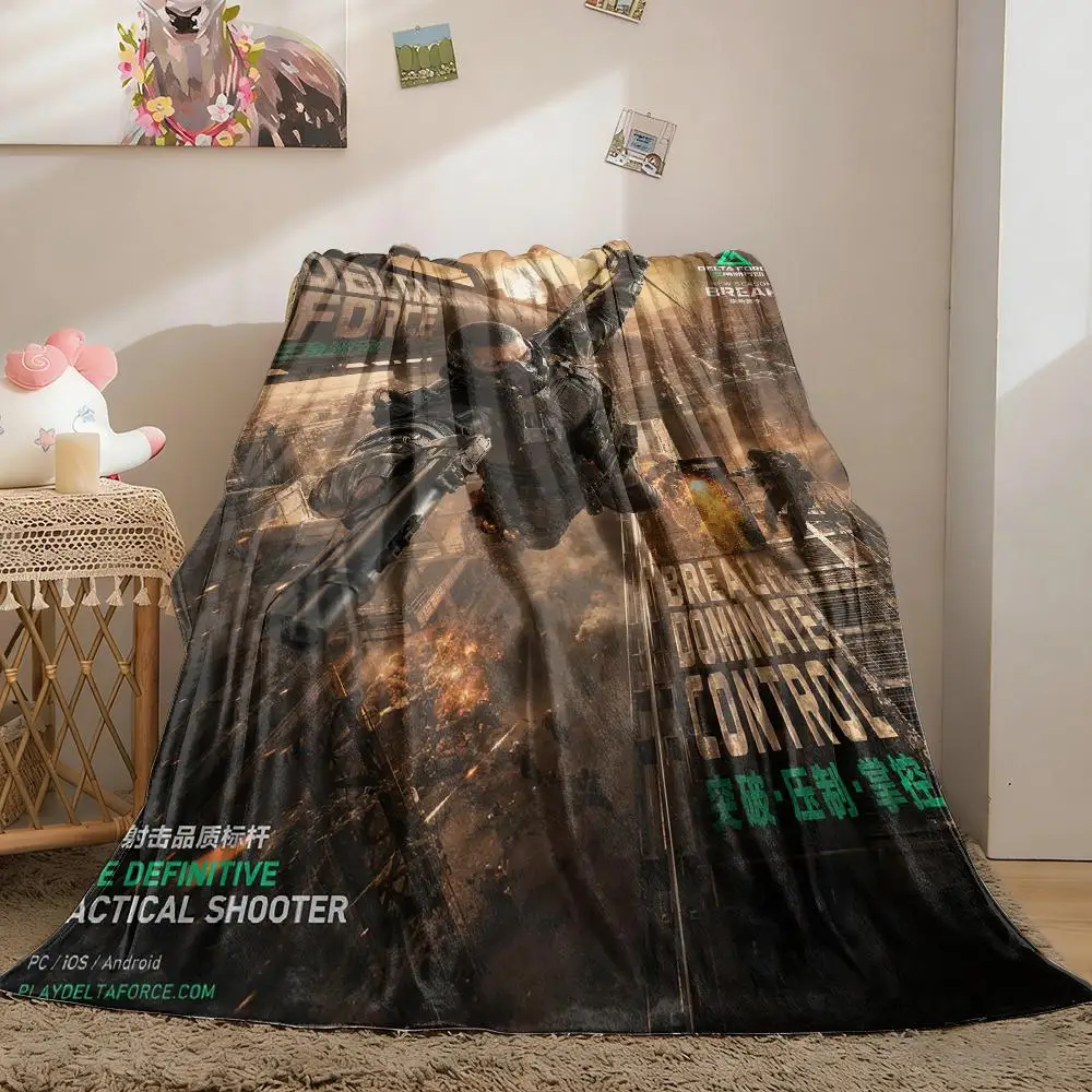 D-Delta F-Force Throw Soft Flannel Throw Blanket, Lightweight Breathable Summer Nap Blanket For Sofa Home Travel Cozy Decor