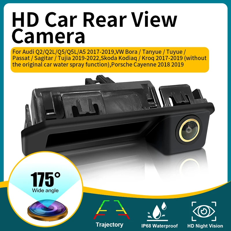 Auto Water Spray Cleaning 1080P AHD Car Camera, Night Vision Waterproof Reverse Backup Lens for Audi Q2L Q3 A6L VW Passat Porsch