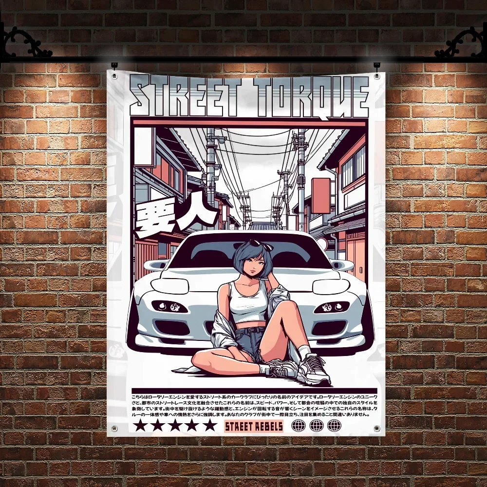 

Декоративный флаг для гаража, чтобы подвешить флаги для комнат, баннерные флаги для спальни, гобелен 3X5 футов, крутой модный уличный декор Jdm