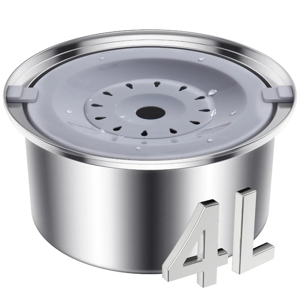 

4L Pet Water Bowl Stainless Steel Dog Food Bowl Spill-proof Drip-free Large-capacity Cat Water Dispenser Pet Supplies