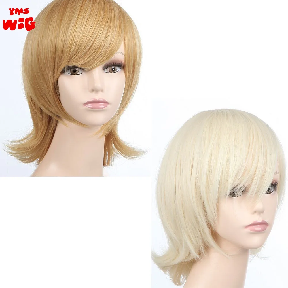 Short Straight Slightly Curly Hair Synthetic Wig for Cosplay Party Dress Up with Bangs Universal Anime Play Costume 261