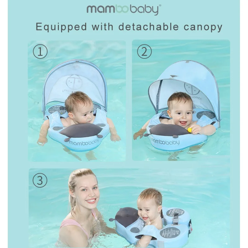 Mambobaby-Bebê Deitado Flutuador De Natação, Crianças Não Inflável Cintura Trainer, Monocromático Piscina Float