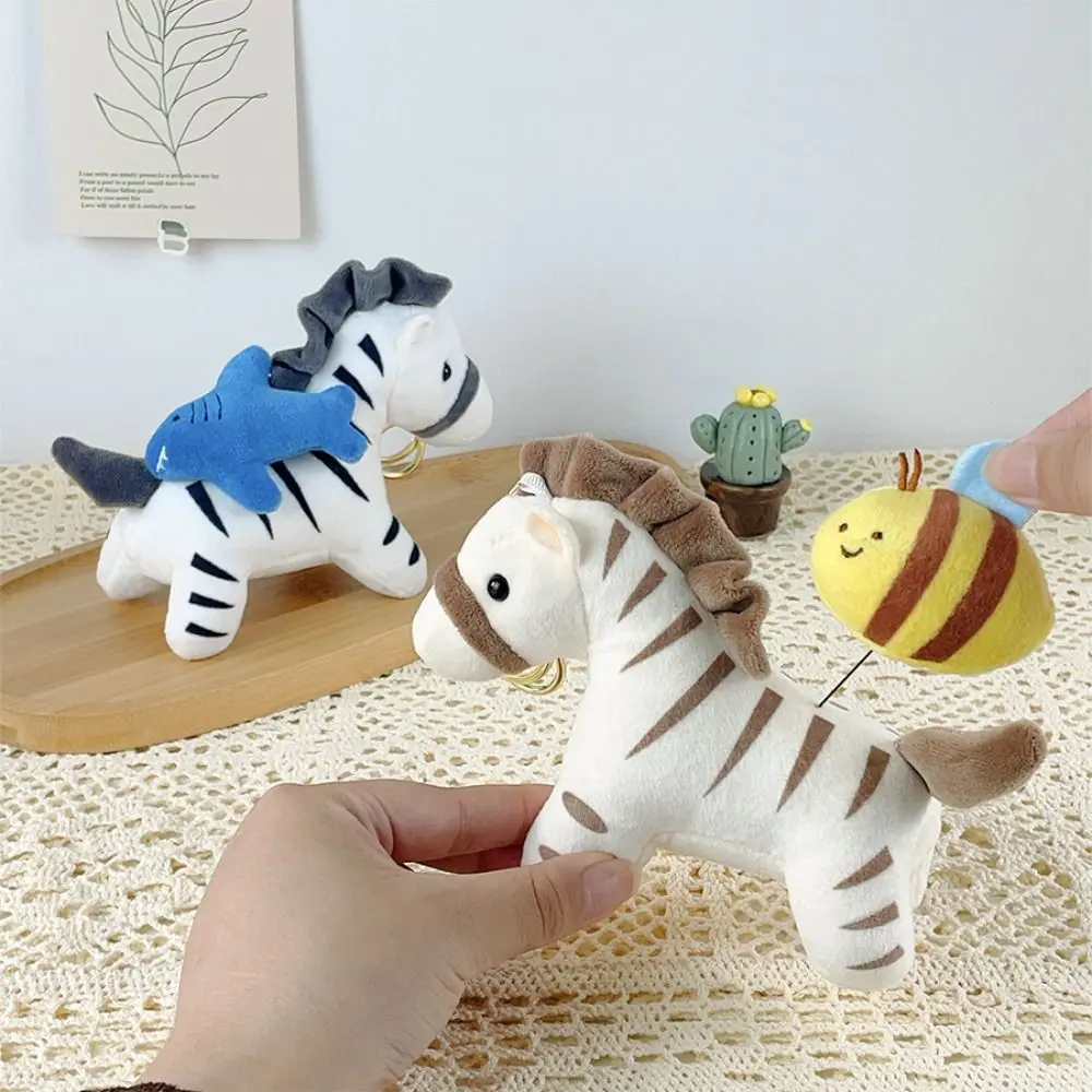 

PP Cotton Pullable Plush Horse Pendant Fluffy Collection Cartoon Animal Horse Keychain Comfortable Hanging Horse Doll Key Ring