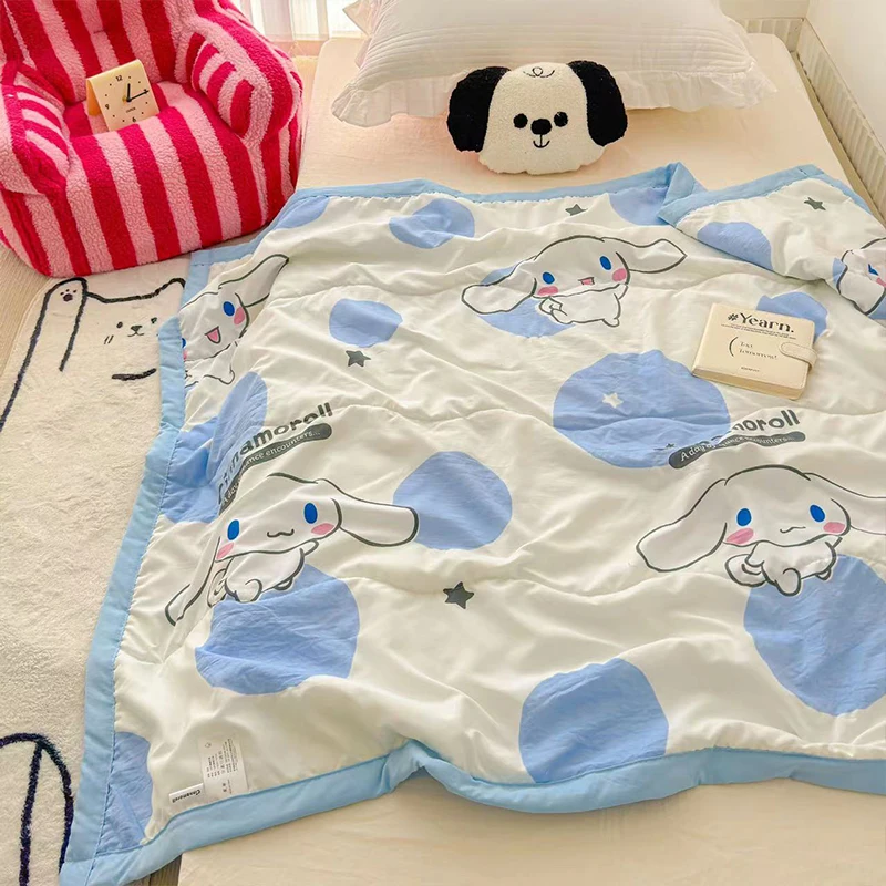 Summer Hello Kitty Cinnamoroll Anime Kawaii Sanrio Comforter Blanket Cute Kuromi My Melody Baby Washable Quilt Cover Kids Toys