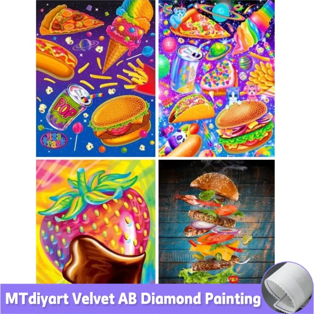 5D DIY Diamond Embroidery Food Art Strawberry Hamburger Full Square Round Diamond Painting Diamond Mosaic Handmade Gift