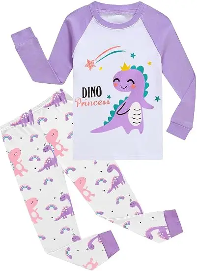 Little Hand Toddler Pajamas Sets Girls Dinosaur Pattern Long Sleeve Pajamas Baby Clothes Kids Cotton 2 Piece Jammies 2-7 Years
