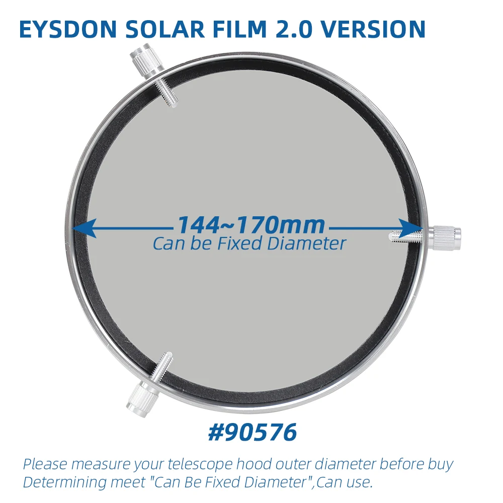 EYSDON Telescope Sun Filter from 144mm to 170mm Fixed Diameter Solar Film Astronomical Accessories Sunspot - #90576