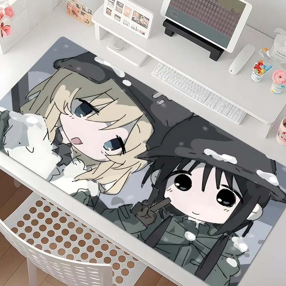 Post-apocalyptic anime Girls' Last Tour Mouse Pad Waterproof Non-Slip Large Gaming Mat with Stitched Edge