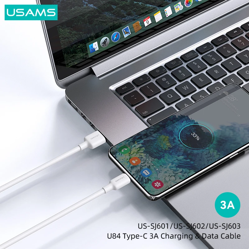 USAMS U84 USB Type C Data Core Wire USB Cable For iPhone 14 13 12 Pro Max iPad Fast Data Charging Charger Xiaomi  Huawei Samsung