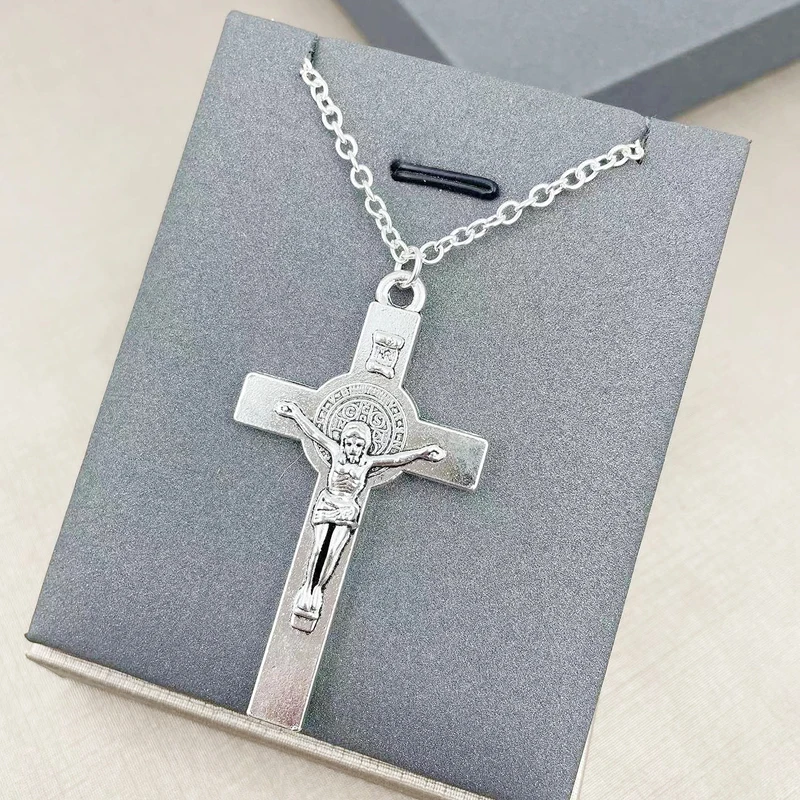 official-website tiki Goth Crosses Pendant Jesus Necklace Women Men Jewelry Cross Necklace Collares Para Mujer