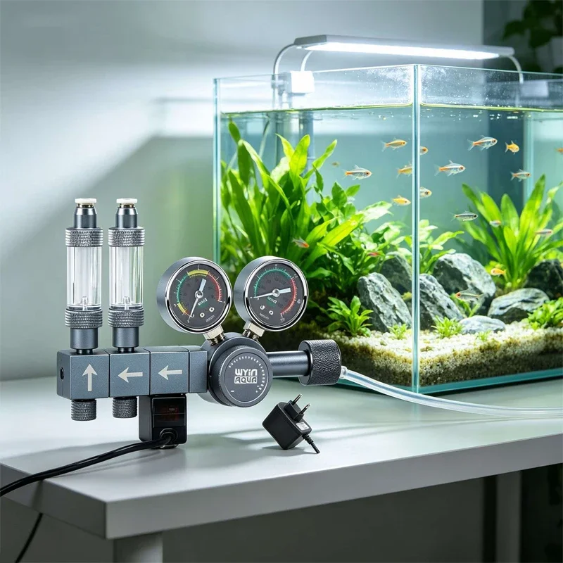 Aquarium CO2 Pressure Reducing Valve Configuration, Solenoid Valve, Dual Module Foam Meter, Cylinder CO2 Control equipment