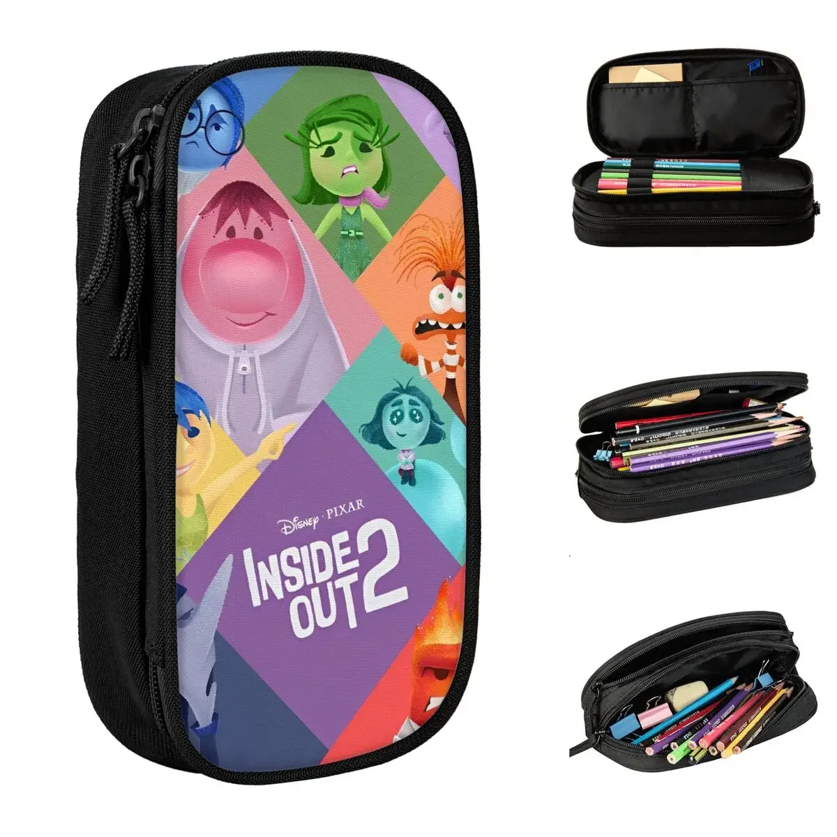 Inside Out Emotions Group Pencil Case Cartoon Anime Pen Bags Girl Boy Big Capacity Students School Zipper Pencil Box