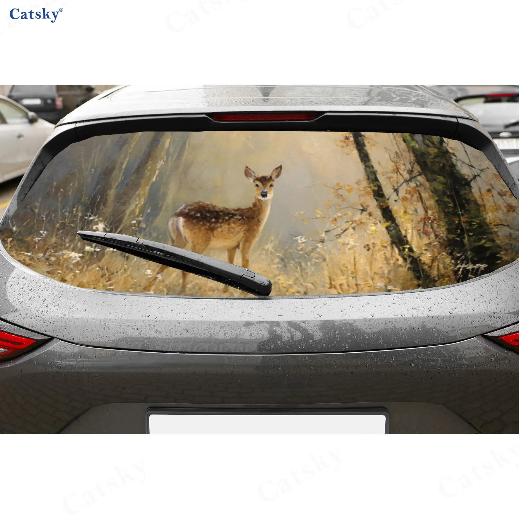 

Golden Fawn Adventure Voyage PVC Perforated Car Vinyl Wraps, Durable Car Rear Windshield Sticker, Waterproof Car Rear Window Dec