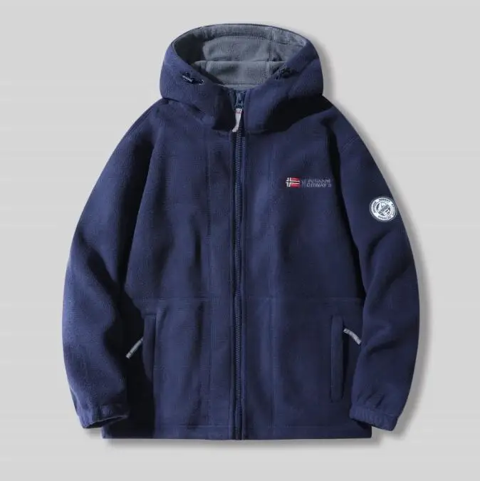 جديد الشتاء الرجال جاكيت من الصوف سميكة القطبية الصوف مقنعين سترة عادية حجم 3XL الباردة واقية معطف جيب دافئ