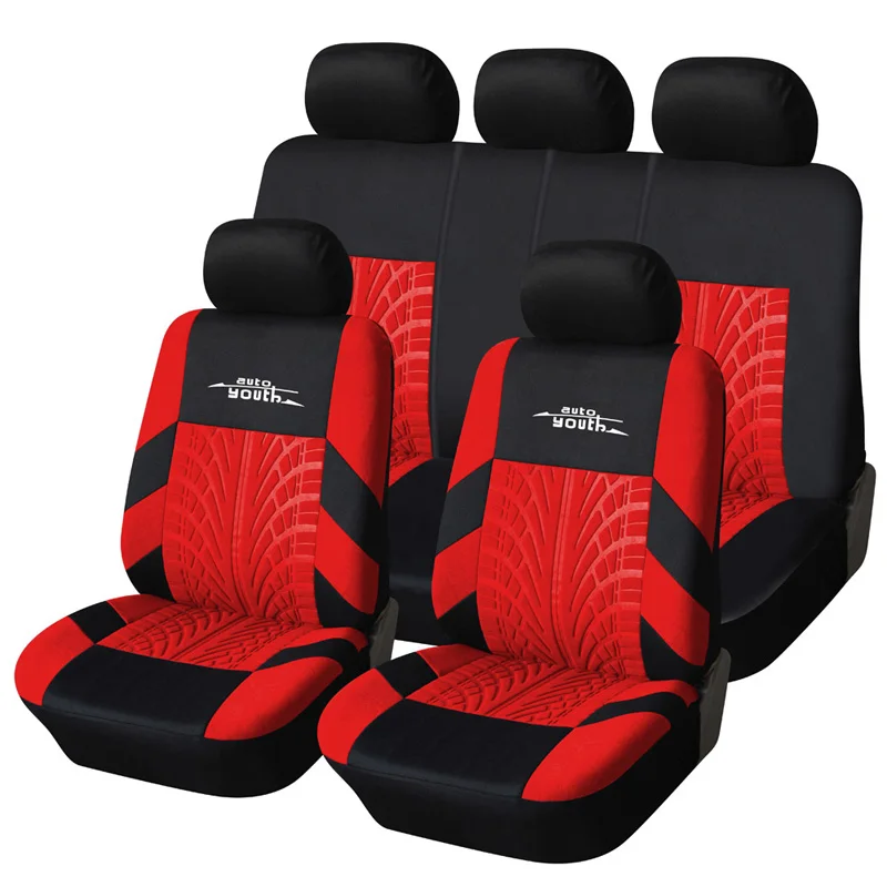 AUTOYOUTH Autositzbezüge-Set, universell passend für die meisten Autos, mit Reifenprofil-Design, für Renault Logan 1, Baujahr 2004–2009. – Detail 1