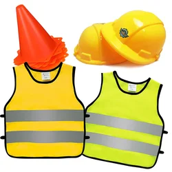 Construction Dress Supplies Construction Costume Worker Role Play Kit Construction Hat and Traffic Cones Birthday Carnival Favor