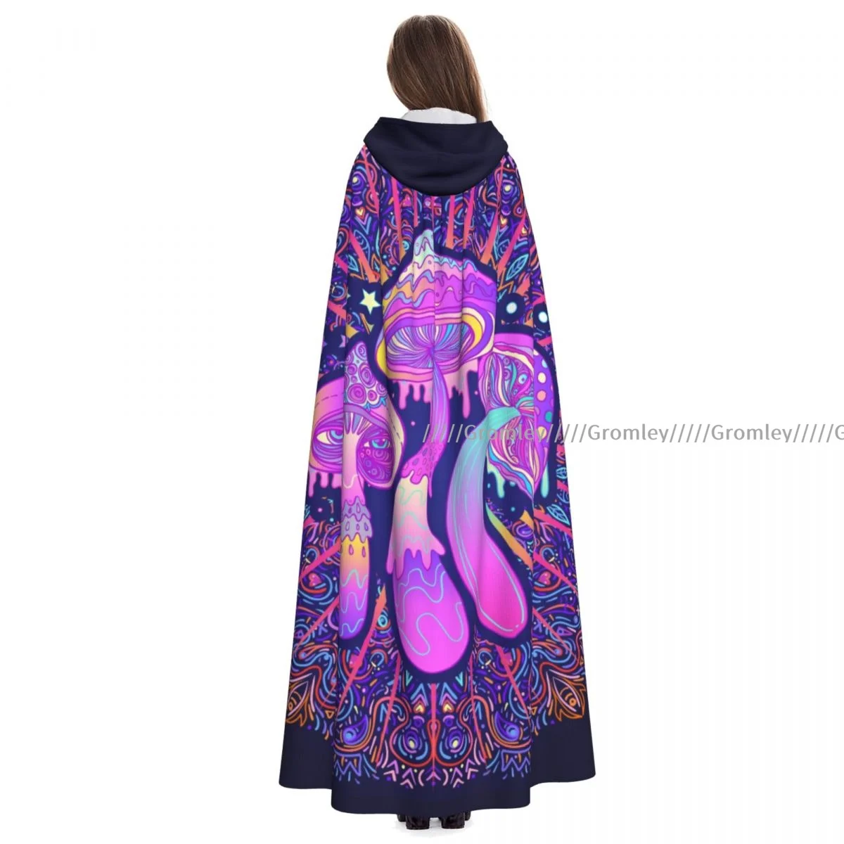 

60s Hippie Mushroom Witch Cloak Halloween Cosplay Costume Adult Unisex Cloak Retro Ages Cape