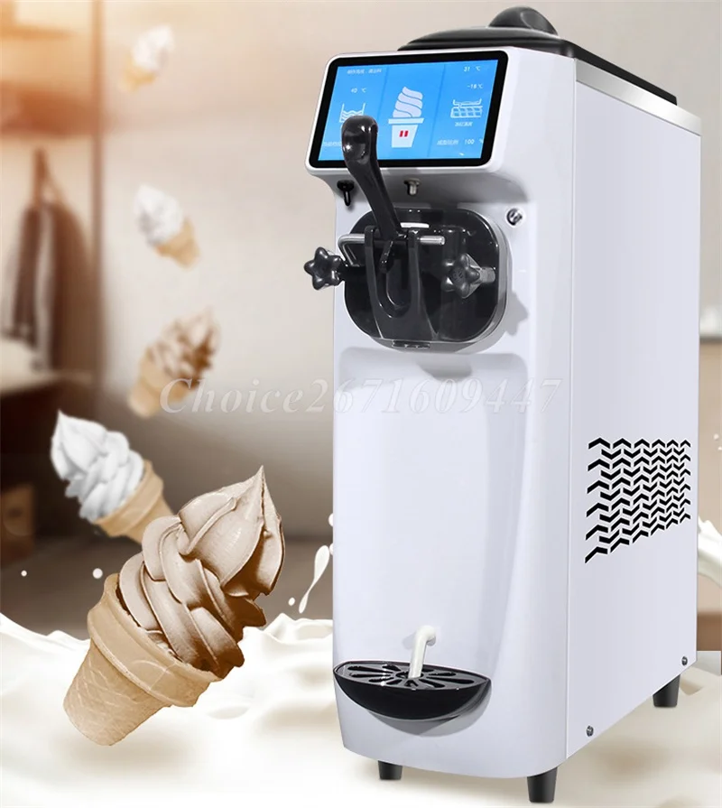 

6L Commercial Single Head Soft Ice Cream Machine Sundae Gelato Makers Fully Automatic Small Desktop Soft Ice Cream Machine