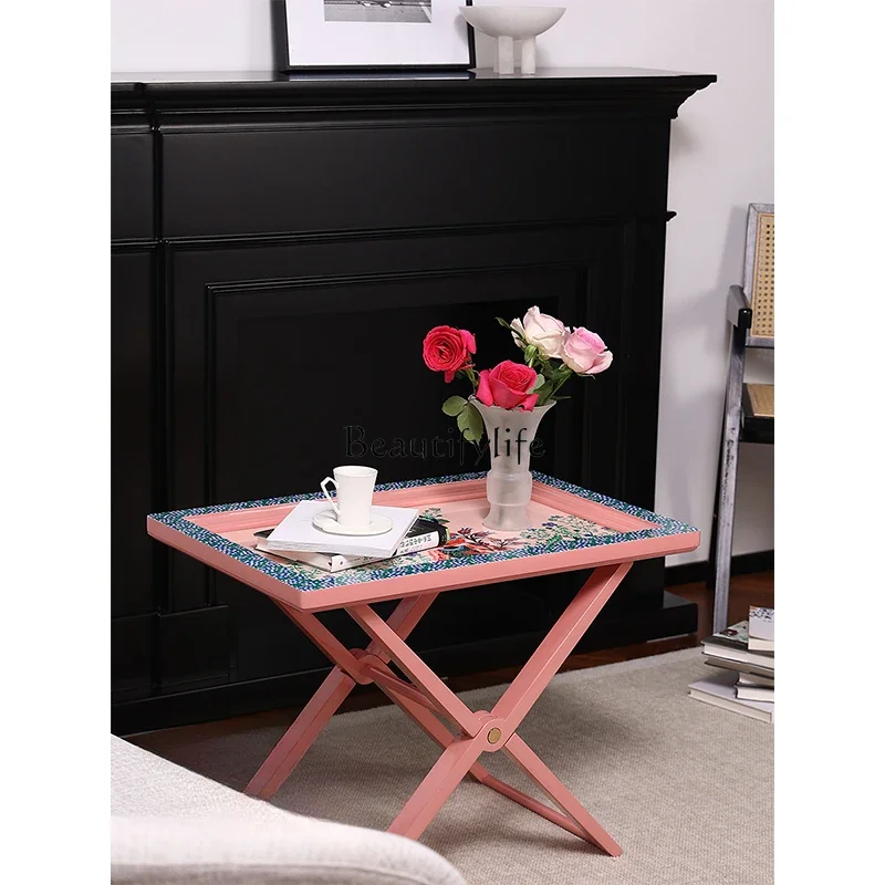 

z.Russian birch painted rectangular foldable movable side rack