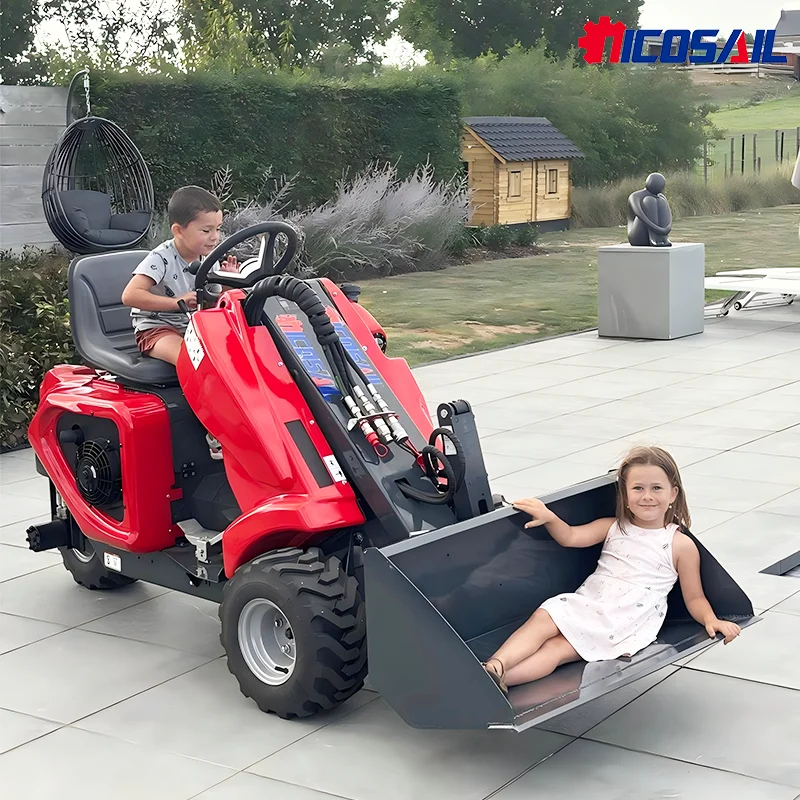 جرافة انزلاقية صغيرة ذات عجلة جرافة صغيرة، تحميل معدل 1 طن، ضمان لمدة سنة واحدة، جرافة أمامية بحفار