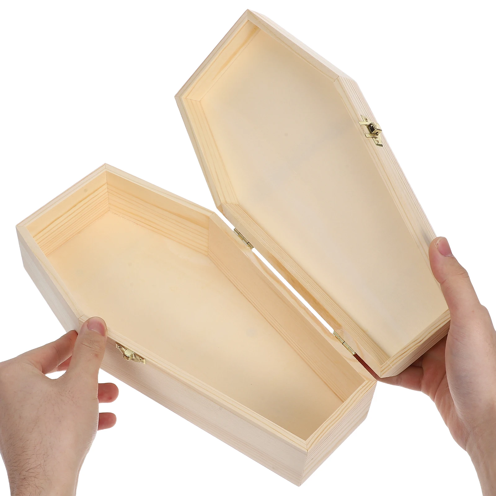

Large Wooden Coffin Candy Box Hinged Lid Halloween Candy Storage Gothic Organizer Jewelry Holder DIY Spooky Home Decor