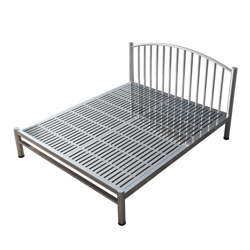 

304 stainless steel bed household double bed 1.5 meters 1.8 simple 1.2m single bed