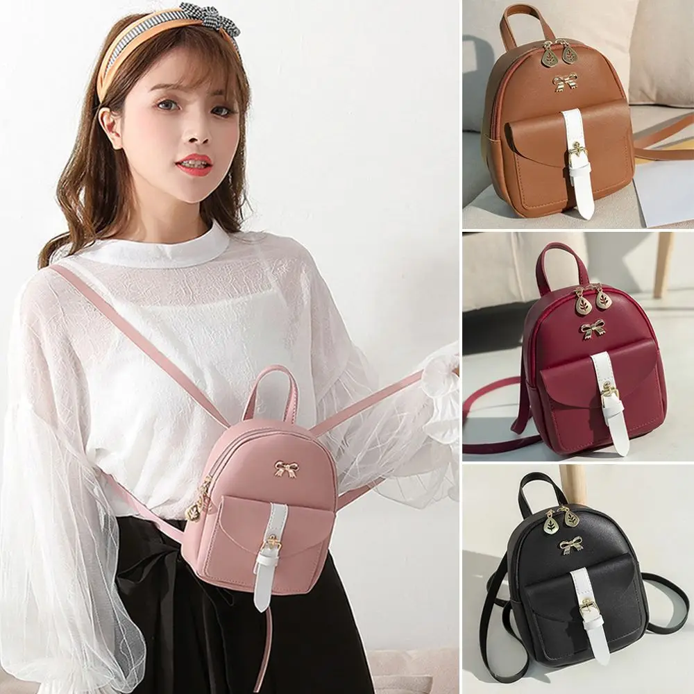 Women Girls Bow-knot Leaf Hollow Mini Backpack Shoulder Bag Small School Bags Bagpack