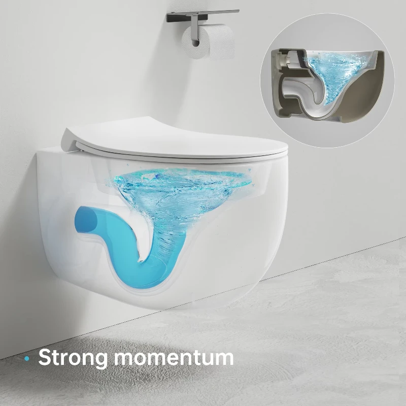 

Bathroom Tornado Flush Efficiency Siphon P-Trap Wall-mounted Toilet