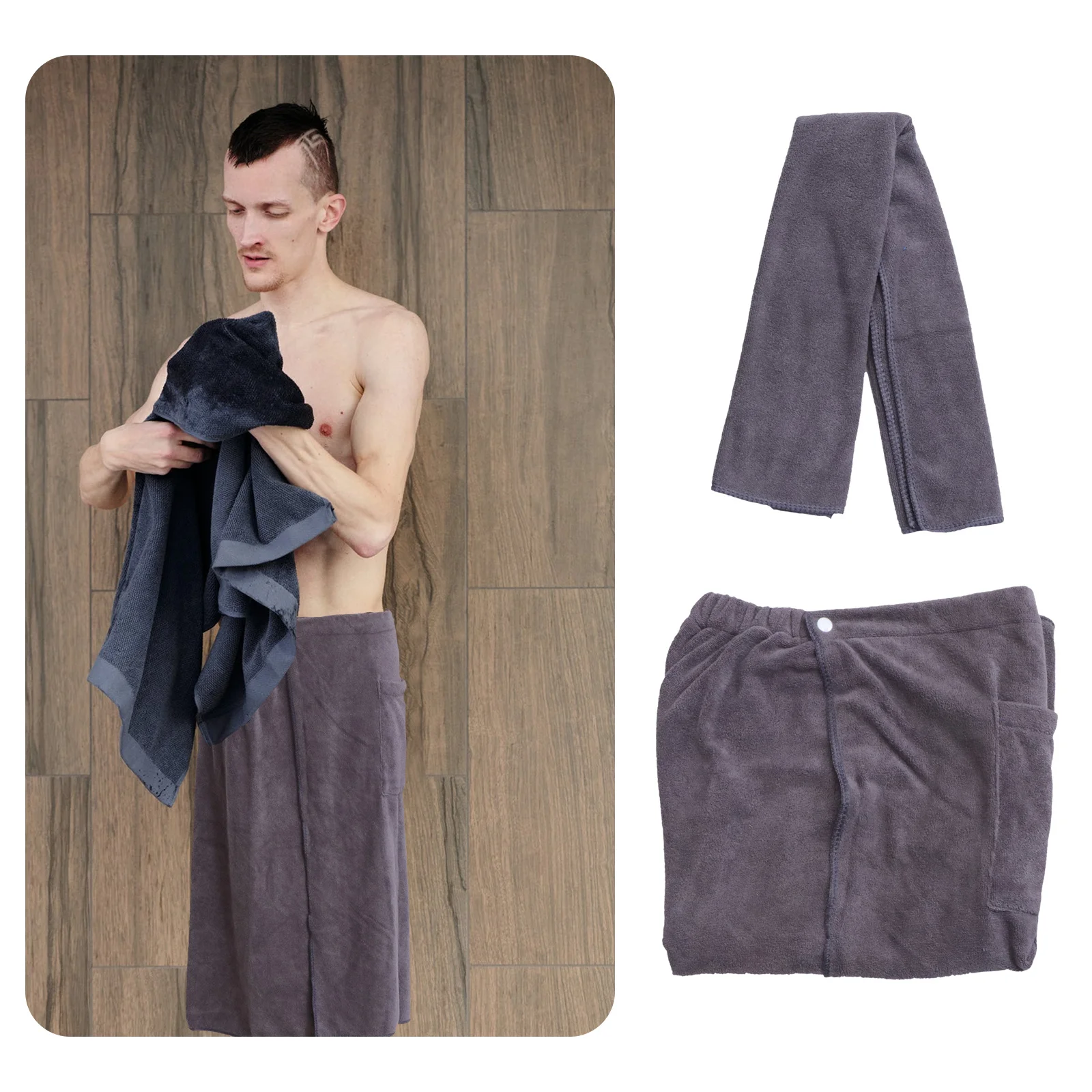 

1Pcs Men Bathrobe Quick Dry Bath Towel Thickened Non-Shedding Wearable Bath Skirt Comfortable for Home Hotel Beach