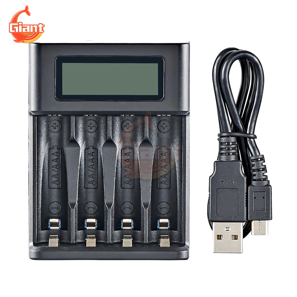 4 Slots Intelligent Battery Charger Digital Battery Capacity Tester USB Rechargeable Battery Charger LED Battery Level Indicator