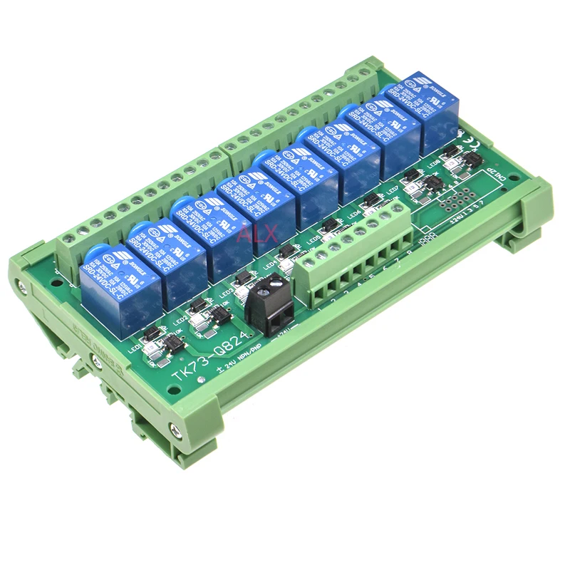 

8-канальный релейный модуль с креплением на DIN-рейку SRD-05VDC-SL-C 10A 5V 12V 24V DC PNP NPN 1NO 1NC