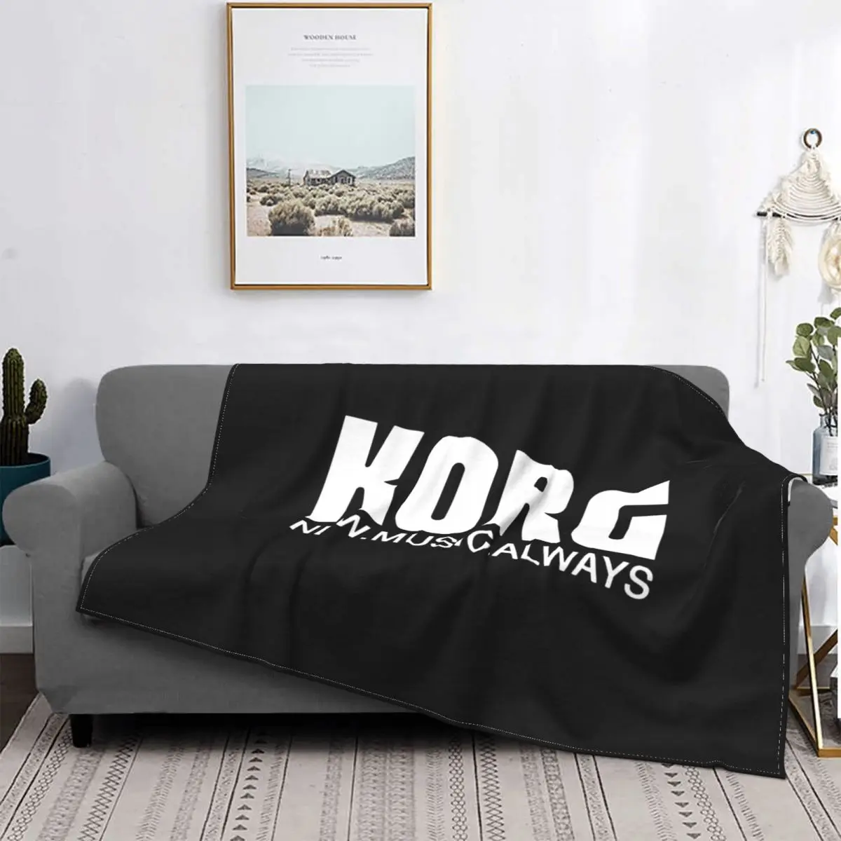 Korg Synthesizer Music Logo Blanket Plush Flannel Comfortable Cover Blanket Machine Washable