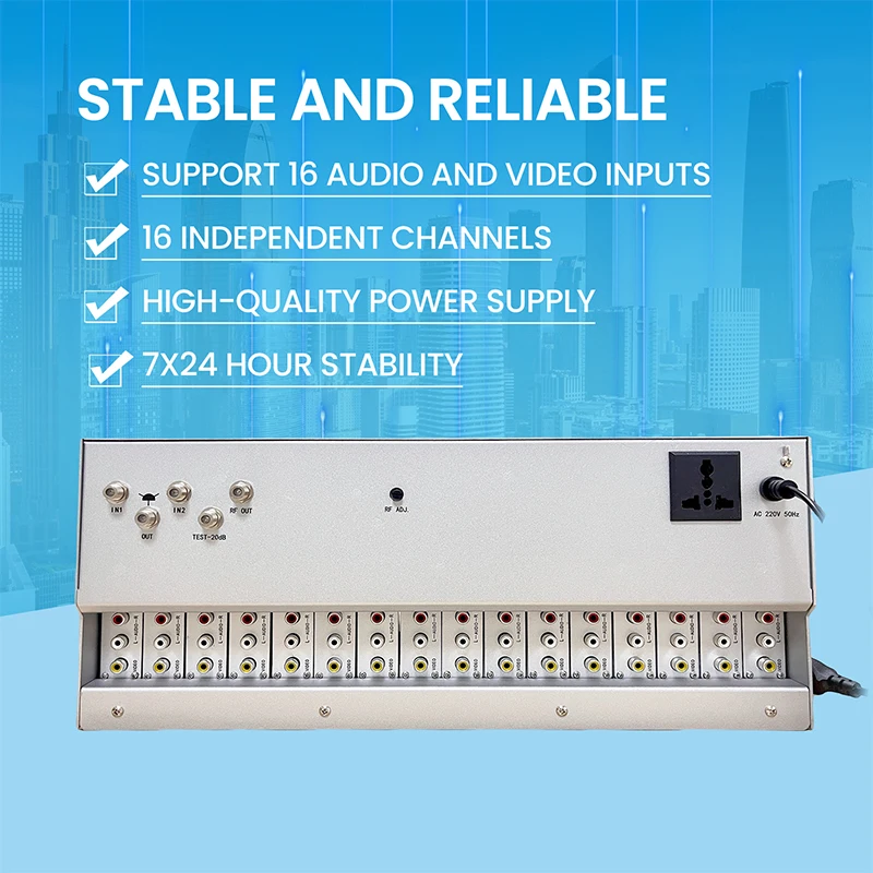 16 Channel Fixed Modulator AV Tv Hotel  Catv Amplifier Combiner CATV Digital Headend Modulator Rf Modulator
