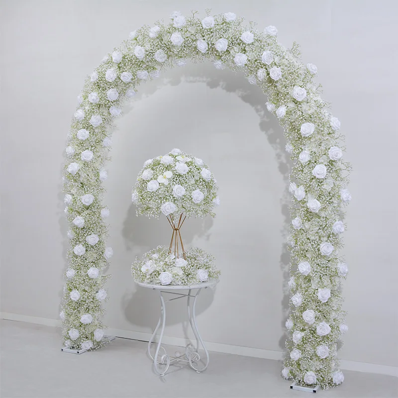 Artificial Babysbreath Flower Ball Wedding Deciration Flower Row Orchid Rose Flower Wreath Road Leading Flower Ball Arch Decor