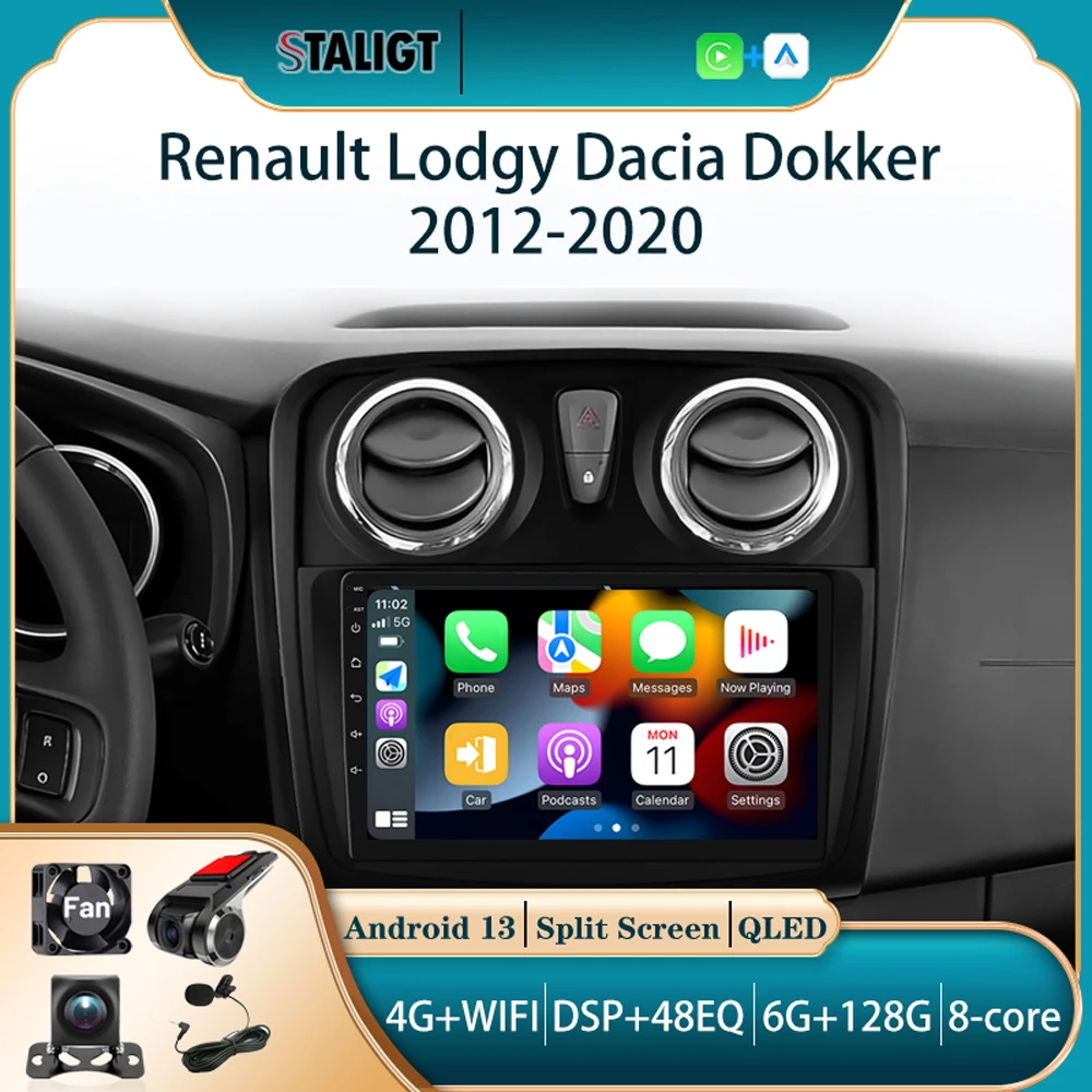 

2Din Android Carplay Android Auto Wireless Multimedia Player Auto For Renault Lodgy Dacia Dokker 2012-2020 Autoradio FM AM Radio